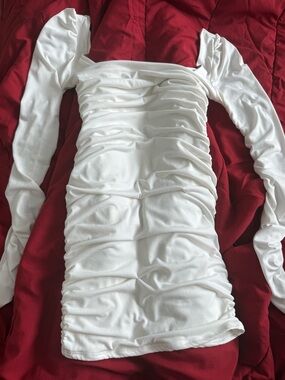 Windsor White Ruched Bodycon Dress